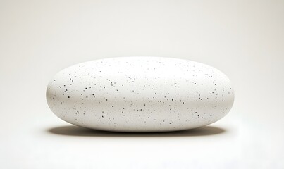 White speckled oval stone on white background; product display