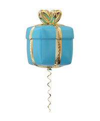 Balloon helium gift box color blue isolated with alpha channel