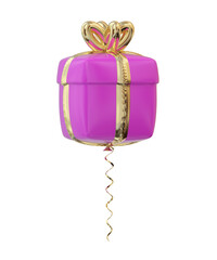 Balloon helium gift box color pink fuchsia isolated with alpha channel