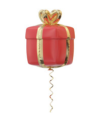 Balloon helium gift box color red isolated with alpha channel