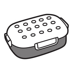 lunch box black and white line art vector