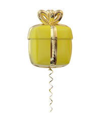 Balloon helium gift box color yellow isolated with alpha channel