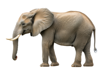 Isolated Adult African Elephant in Side Profile