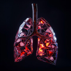 3D Red Lungs on a Black Background