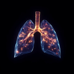 3D Lungs on a Black Background