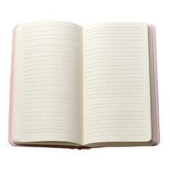 Isolated Open Blank Lined Notebook with Soft Pink Cover