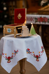 Exquisite Traditional Table Setting with Ornate Decor and Soft Candlelight