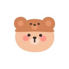 Fototapeta premium Korean Style Bear Cartoon with Baby Bear Hat