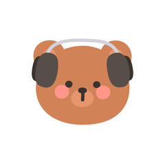 Korean Style Bear Head Cartoon with Headphones