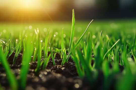 green grass with dew - Powered by Adobe