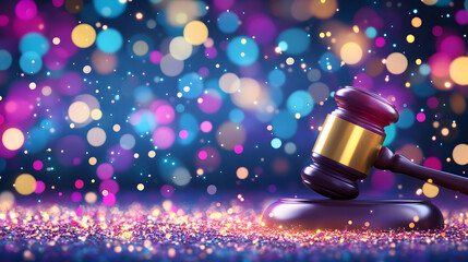 Gavel on Glitter, Justice, Celebration, and Decisions