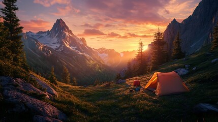 Serene mountain camping escape with stunning backdrops