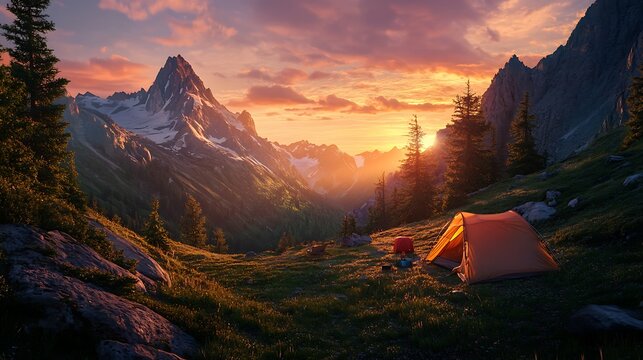 Serene mountain camping escape with stunning backdrops