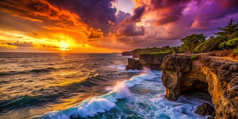 Majestic Silhouette at Hedo Cliffs Sunset, Dramatic Ocean View