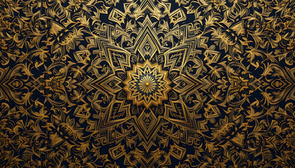 Gold Mandala Design Elegant Black Background Luxury Wallpaper