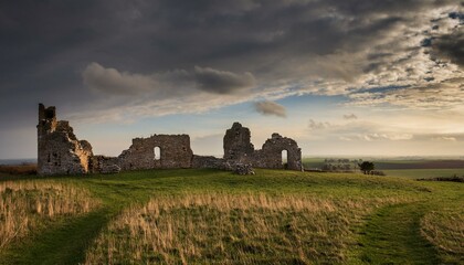 landscape with ruins, AI generated
