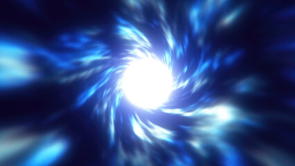 A mesmerizing blue vortex spiral, radiating energy with a glowing white center, evoking a sci-fi wormhole effect