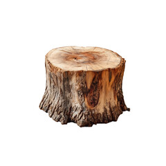 Natural Tree Stump Isolated on White Background for Background Use