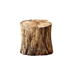 Natural Wooden Log Stump Isolated on White Background for Design