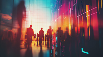 Obraz premium abstract professional business team people innovation connection of line from nail node to node on map background , networking concep