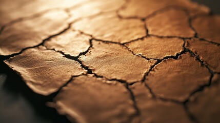 Fototapeta premium Detailed view of distressed brown paper with smeared black ink and rugged edges, evoking a sense of history and mystery