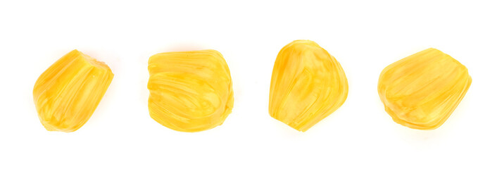 jackfruit , peeled fruit (Ka-nun) isolated on white background top view