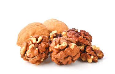 walnuts with kernel isolated on white background