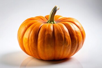 Fototapeta premium Minimalist Orange Round Pumpkin on White Background