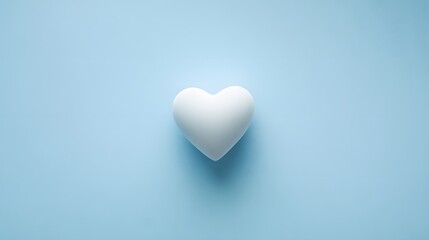 Fototapeta premium Soft White Heart on Light Blue Background for Love Concept