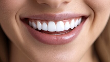 Fototapeta premium Close-Up of a Bright Smile with Perfectly White Teeth and Lips