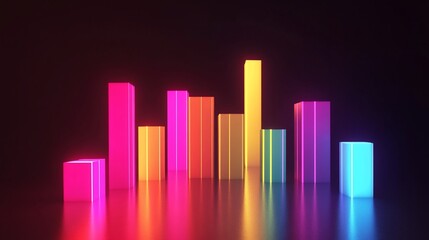 Vibrant Neon Rainbow Prisms: Abstract 3D Render