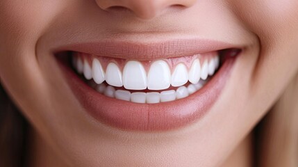 Fototapeta premium Close-up of Healthy Female Smile with Perfect White Teeth