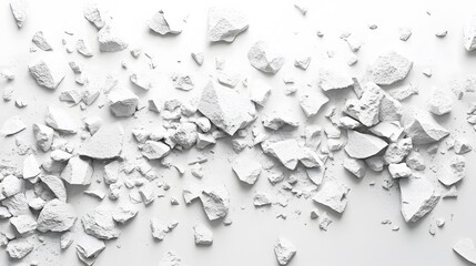Fractured White Chalk on Bright Background Creating Textured Surface