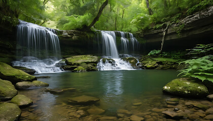 Fototapeta premium Beauty of Pipe Creek Falls in hills with clean water