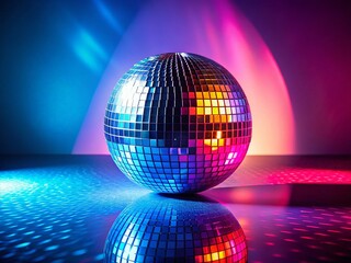 Fototapeta premium Minimalist Disco Ball Reflection: Shiny Sphere & Mirror Geometry