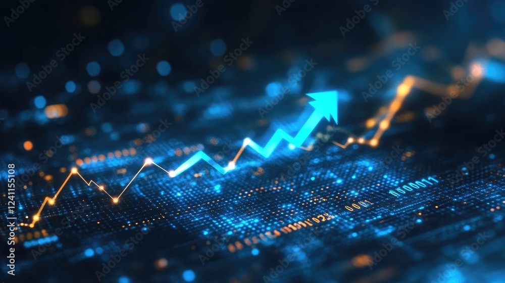 Poster digital financial growth chart with graphs and data visualization