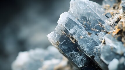 Close-Up of a Beautiful Blue Crystal Formation on Natural Rock Surface