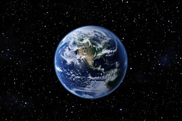 Obraz premium Blue Planet Earth Surrounded by Stars in Vast Outer Space View