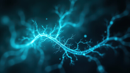 Vagus Nerve Stimulation under a microscopic view with electrical signals.