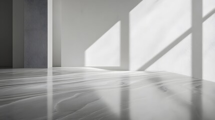 Obraz premium Bright Minimalist Interior with Shadows on Elegant Marble Floor