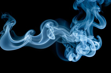 blue fire smoke isolated on black