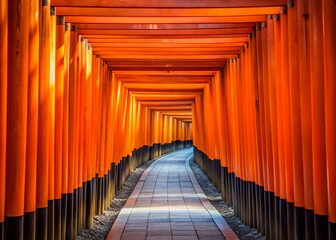 Mystical Orange Tunnel: Thousands of Torii Gates at Fushimi Inari Shrine, Kyoto, Japan