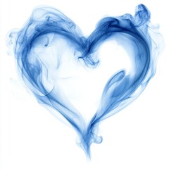 Blue smoke heart shape, white background, studio shot, love concept (1)