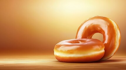 Closeup of a glazed donut with bite missing, sweet treat