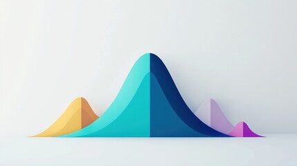 Overlapping Normal Distribution Curves with Gradient Blue, Yellow, and Purple Tone