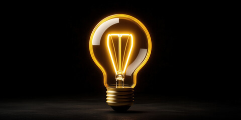 Bright neon circuit shaped like a light bulb glowing in a dark environment, creating an atmosphere of innovation and creativity at night