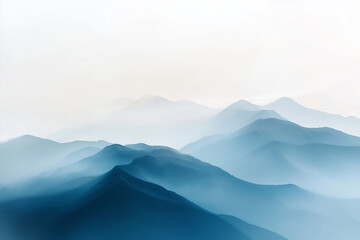 Discover the beauty of soft abstract mountain ranges enveloped in misty hues at dawn, showcasing serene transitions of color and light across the landscape