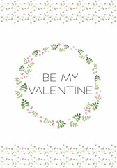 Be My Valentine Card and Flowers garland Clip Arts 