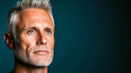 Obraz premium Portrait of a Mature Man with Silver Hair and Intense Gaze