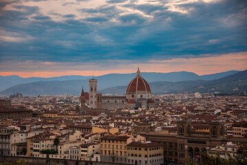 Panoramic view of Florence city, Italy on sunset